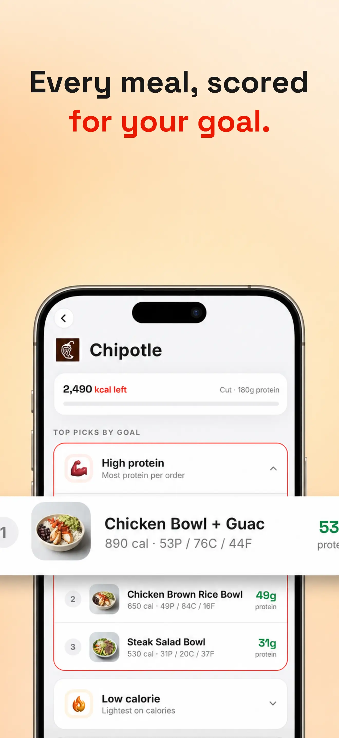 Every meal at a chain scored against your goal